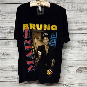 Bruno Mars 24K Magic Tour 2018 Graphic Black T-Shirt Large